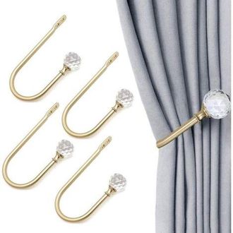OEM Piezas De Cortina En Forma De U Con Bolas De Cristal Transparente Para Decoraci&oacute;n De Pared, Color Dorado
