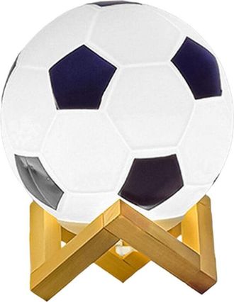 OEM Lampara 3d Bal&oacute;n De F&uacute;tbol - Led C&aacute;lida Ajustable - Alimentaci&oacute;n Usb - Base De Madera Maciza - Para Mesita De Noche O Decoraci&oacute;n Interior - 1 Unidad