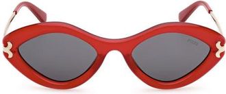 Emilio Pucci Geometric 54mm Sunglasses in Shiny Red /Smoke at Nordstrom