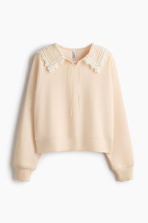H&M Sweatshirt mit Kragen - Hellbeige