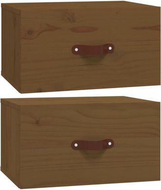 vidaXL Vidaxl - Mesita de noche de pared 2 uds marrón miel 40x29,5x22 cm