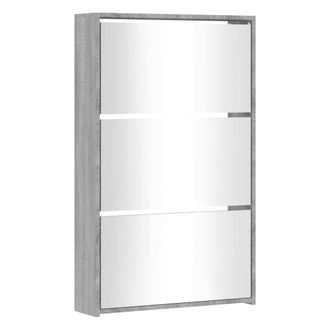 Berkfield Home Shoe Cabinet with Mirror 3-Layer Grey Sonoma 63x17x102.5 cm