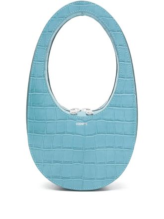 Coperni mini croc-effect zip tote bag - Blauw