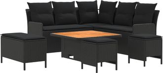 vidaXL Juegos De Muebles 7 Uds. Negro Rat&aacute;n Sint&eacute;tico Vidaxl