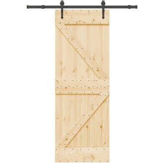 vidaXL Vidaxl - Puerta Corredera Con Herrajes Madera Maciza De Pino 70x210 Cm
