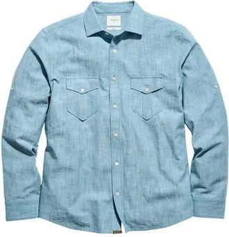 Billy Reid Scout Slub Cotton Button-Up Shirt in Steel Blue at Nordstrom, Size Xx-Large