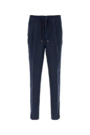 Brunello Cucinelli Navy Blue Drawstring Pants