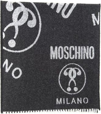 Moschino Gefranjerd tweekleurig fantasie sjaal - Heren - Wintersjaals - Zwart - ONE Size - Wol - Accessoires