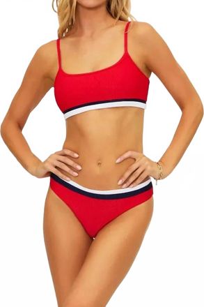 Beach Riot Val Bikini Top In Crimson Firework Colorblock