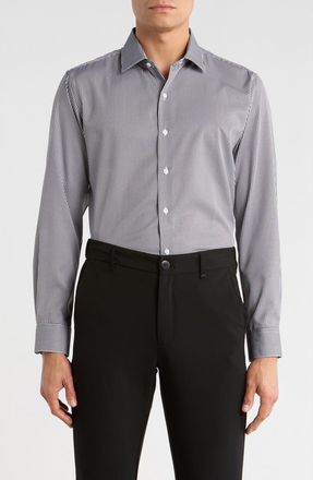 Nautica Slim Fit Check Print Dress Shirt in Black at Nordstrom Rack, Size 15.5 - 32/33