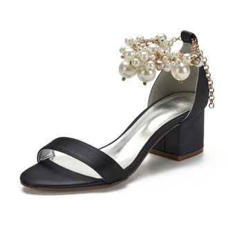 Miyoopark Comfortable Wedding Shoes for Women Block Low Heel Evening Sandals M536 Black UK 7.5