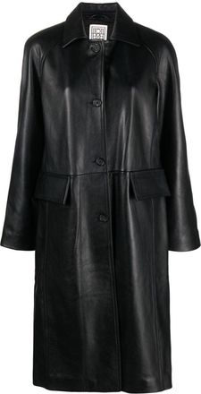 Toteme raglan-sleeves leather coat - women - Calf Leather - 34 - Black