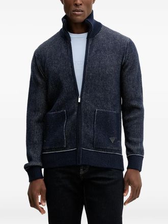 Guess Co zip-up striped cardigan - men - Acrylic/Polyester/Polyamide - S - Blue