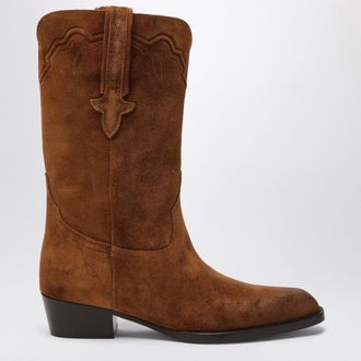 PARIS TEXAS Hilda boots in Cognac suede