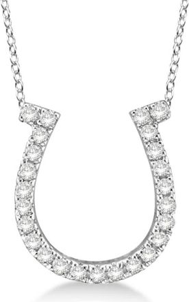 Allurez Natural Diamond Horseshoe Pendant Necklace 14k in White Gold at Nordstrom, Size 18