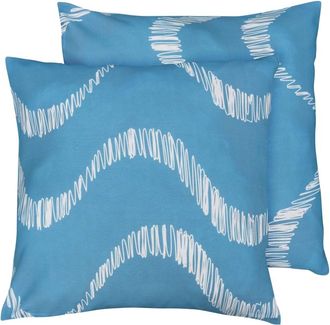 Oviala Juego de 2 cojines cuadrados de poli&eacute;ster, 45x45x8 cm azul claro