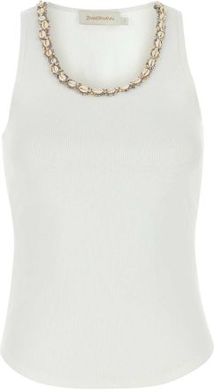 Zimmermann White Stretch Cotton Illuminate Tank Top