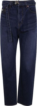 sacai Jeans dritti con cintura - Blu