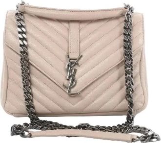 Saint Laurent Pre-owned College Monogramme Small Shoulder Bag - Dames - Vintage Schoudertas - Beige - ONE Size - Vintage