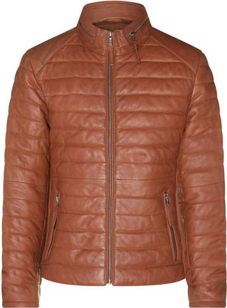 Infinity Leather Mens Tan Quilted Leather Puffer Jacket - Tallinn