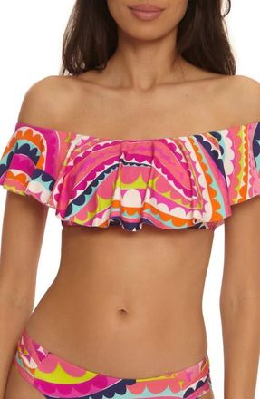 Trina Turk Aphrodite Flowy Bandeau Bikini Top in Pink Multi at Nordstrom, Size 12