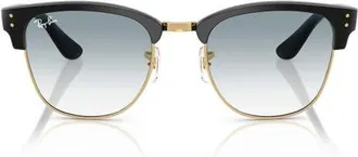 Ray-Ban 51mm Gradient Square Sunglasses in Black On Gold /Clear Blue at Nordstrom