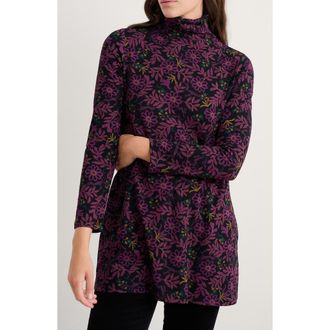 Seasalt Cornwall Grass Kelp Mock Neck Stretch Organic Cotton Tunic in Evening Woodland Onyx at Nordstrom, Size 4 Us