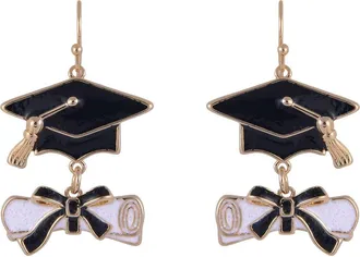 Hallmark Graduation Cap and Diploma Earrings in Black at Nordstrom
