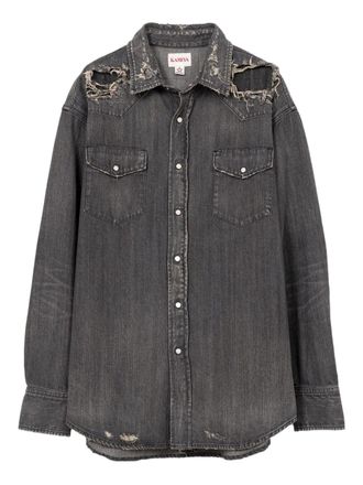 Bows & Arrows distressed denim shirt - men - Cotton - L - Black