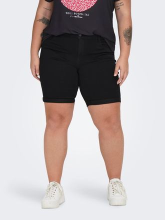 Only Carmakoma Jeansshorts ONLY CARMAKOMA CARTHUNDER LIFE REG LONG SHORTS DNM, Damen, Gr. 44, N-Gr, schwarz, Web, Obermaterial: 53% Viskose, 29% Baumwolle, 17% Polye
