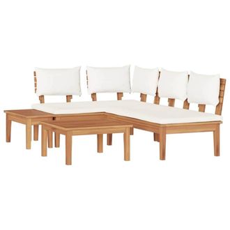 Berkfield Home Garden Bench Set 4 pcs Brown & Cream 2-seater Medium