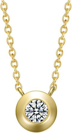 Genevive 14K Over Silver Cz Pendant Necklace