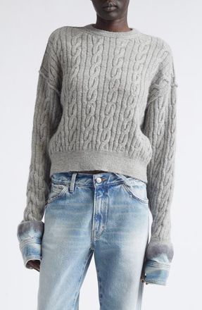 Haikure Karine Pollock Denim Cuff Cable Knit Merino Wool Sweater at Nordstrom, Size X-Large