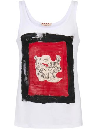 Marni graphic-print tank top - men - Cotton - 50 - 00W01 WHITE
