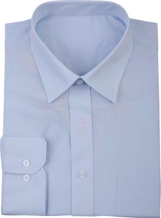 Generic Mens Light Blue Dress Shirt Cotton Single Cuff Regular Collar Long Sleeve Formal Top (UK, Neck, 14.5, Regular, Regular, Blue)