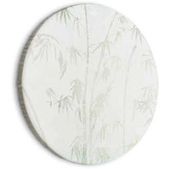 OEM Cuadro Redondo - Bosque De Bamb&uacute; - Delicada Jungla De Bamb&uacute; En Tonos Pastel De Aguamarina Y Verde Sobre Un Fondo Claro / Selva Asi&aacute;tica