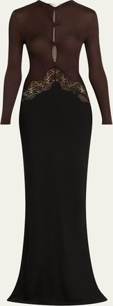 CHRISTOPHER ESBER Open-Twist Lace Long-Sleeve Dress