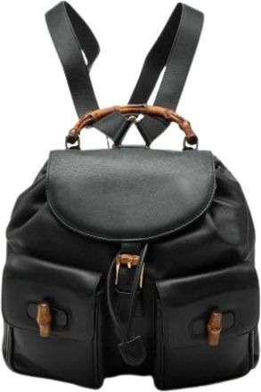 Gucci Pre-owned Backpacks, female, Black, Size: ONE SIZE Pre-owned Vintage Bamboo Backpack