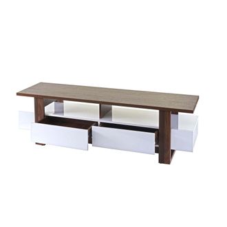 Hhg Estanter&iacute;a Tv Hhg-096, Mesa Tv Mueble Bajo, Estructura 3d Aspecto Nogal Alto Brillo 46x150x45cm