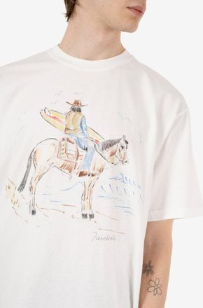 President's T-Shirt hand paint Cowboy washed off white