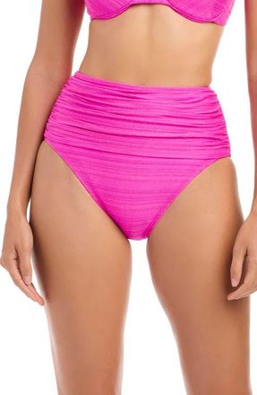 Bleu Rod Beattie Shirred High Waist Bikini Bottoms in Dahlia at Nordstrom, Size 14