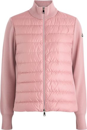 Moncler Quilted Shell and Wool Jacket - Pink - S (UK 10 / S)