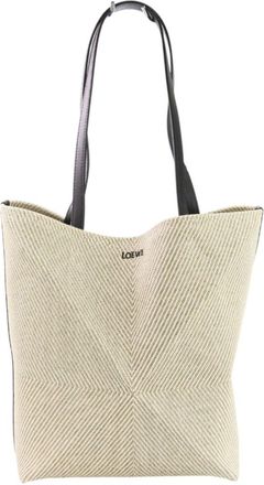 Loewe Beige Black Cotton Leather Tote Bag (Pre-Owned)