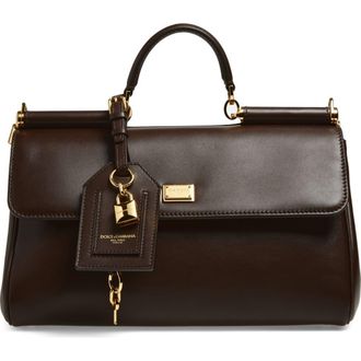 Dolce & Gabbana My Sicily East/West Plong&eacute; Leather Top Handle Bag in 80076 Moro 3 at Nordstrom