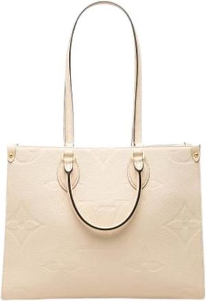 Louis Vuitton Pre-owned Onthego Tote Bag - Dames - Vintage Shopper - Beige - ONE Size - Leer - Vintage