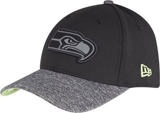 New Era 39THIRTY NFL Grey Collection Seattle Seahawks Cap, Black, M - L, Black, M/L