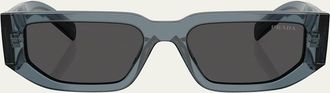 Prada Mens 0PR 09ZSF Acetate and Plastic Rectangle Sunglasses