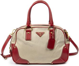 Prada Pre-owned Womens Canapa Bowler Shoulder Bag - Beige - One Size