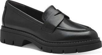Tamaris Klassieke leren loafer - Dames - Loafers - Zwart - 39 EU - Leer - Schoenen