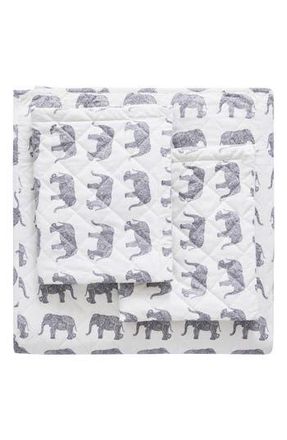 Melange Home Elephant Flannel Quilt Set in Grey at Nordstrom Rack, Size Queen